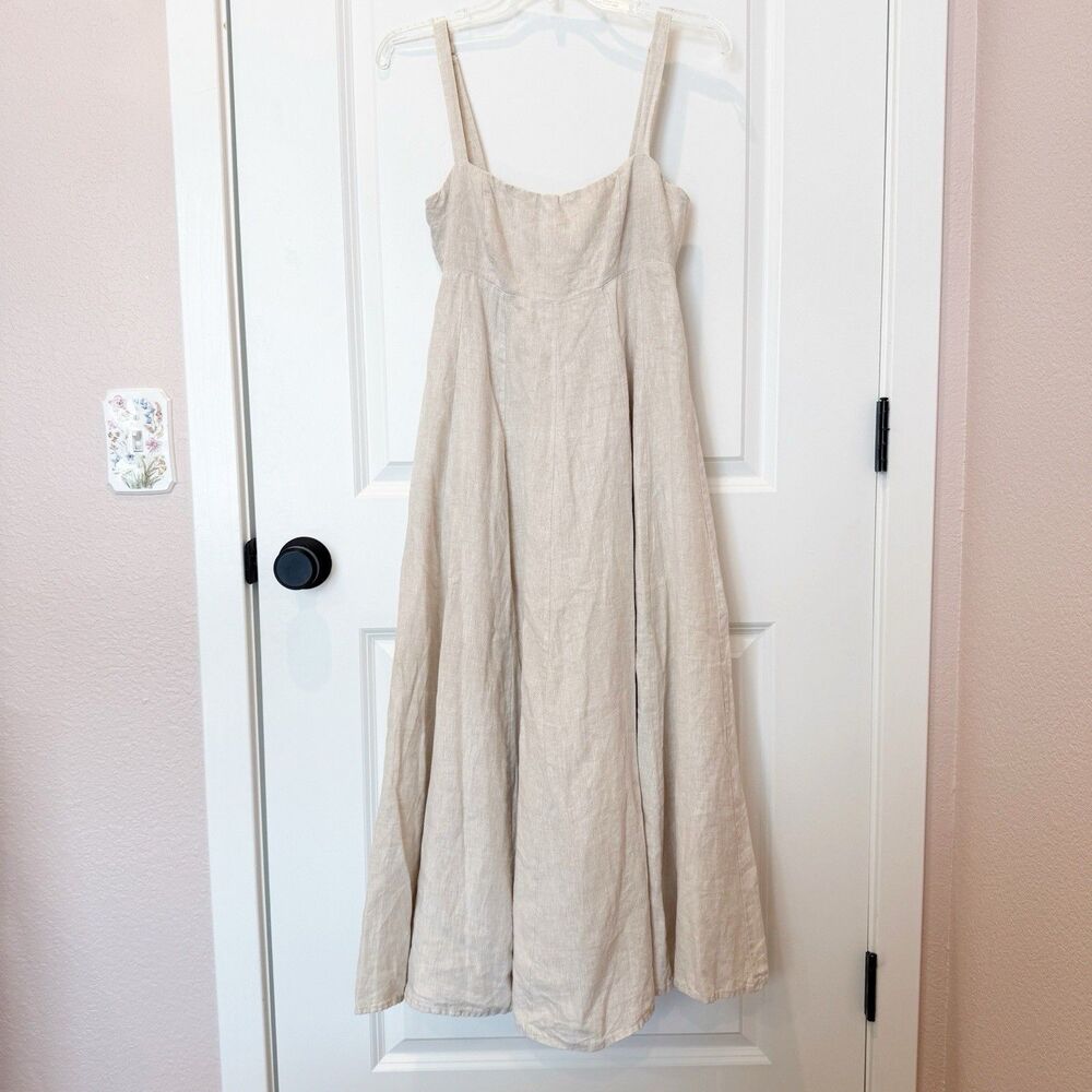 Neutral Beige Midi Dress with Straps